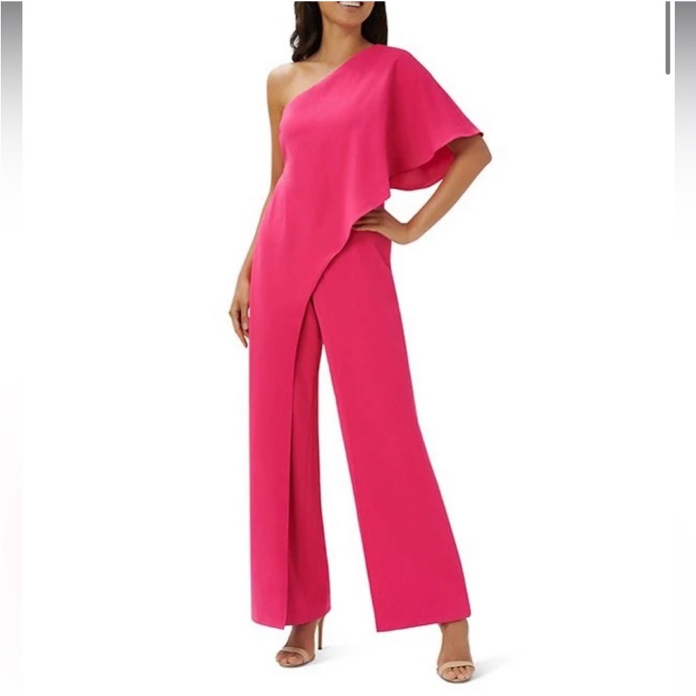 Adrianna Papell Women’s One-Shoulder Fuchsia Jumpsuit